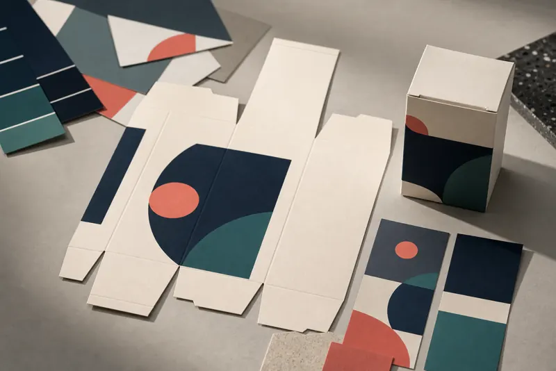 Sviluppo packaging con fustella e astuccio assemblato
