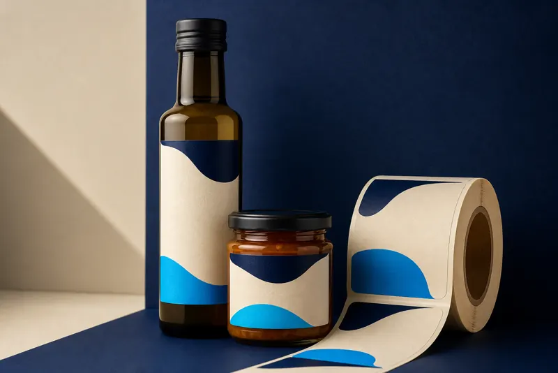 Confezioni food e olio con etichette coordinate