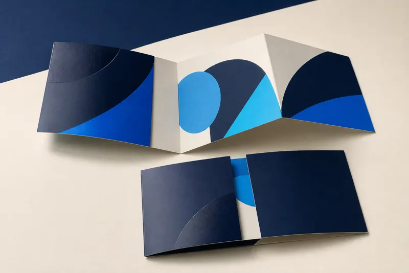 Brochure coordinate con pieghe e cordonature