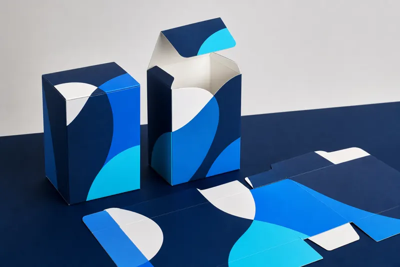 Packaging in cartoncino con fustella aperta e astuccio