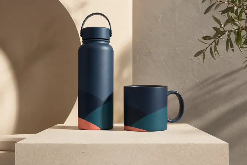 Borraccia e tazza con grafica coordinata