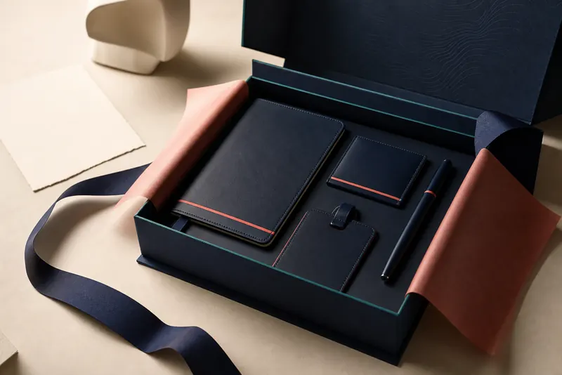 Confezione regalo aziendale premium aperta