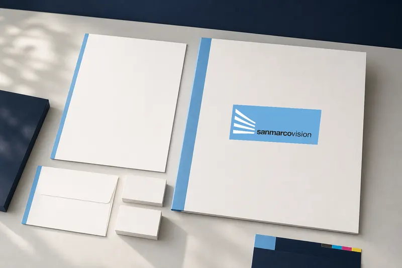 Sistema di identità visiva San Marco Vision con stationery e campioni