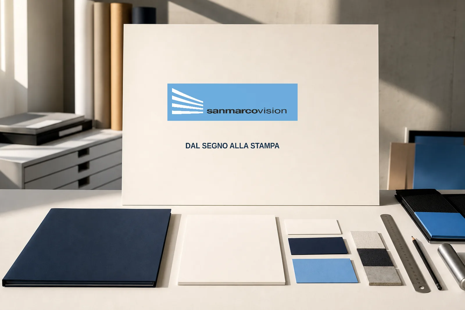 Identity board San Marco Vision con la dicitura Dal segno alla stampa