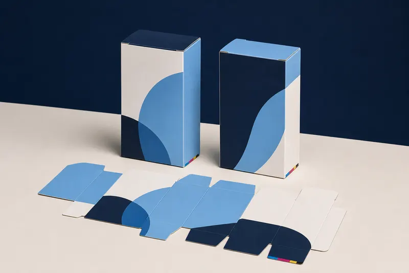 Packaging in cartoncino con fustella aperta e astuccio