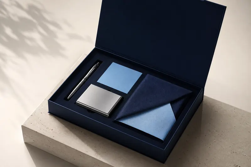 Confezione regalo aziendale premium aperta