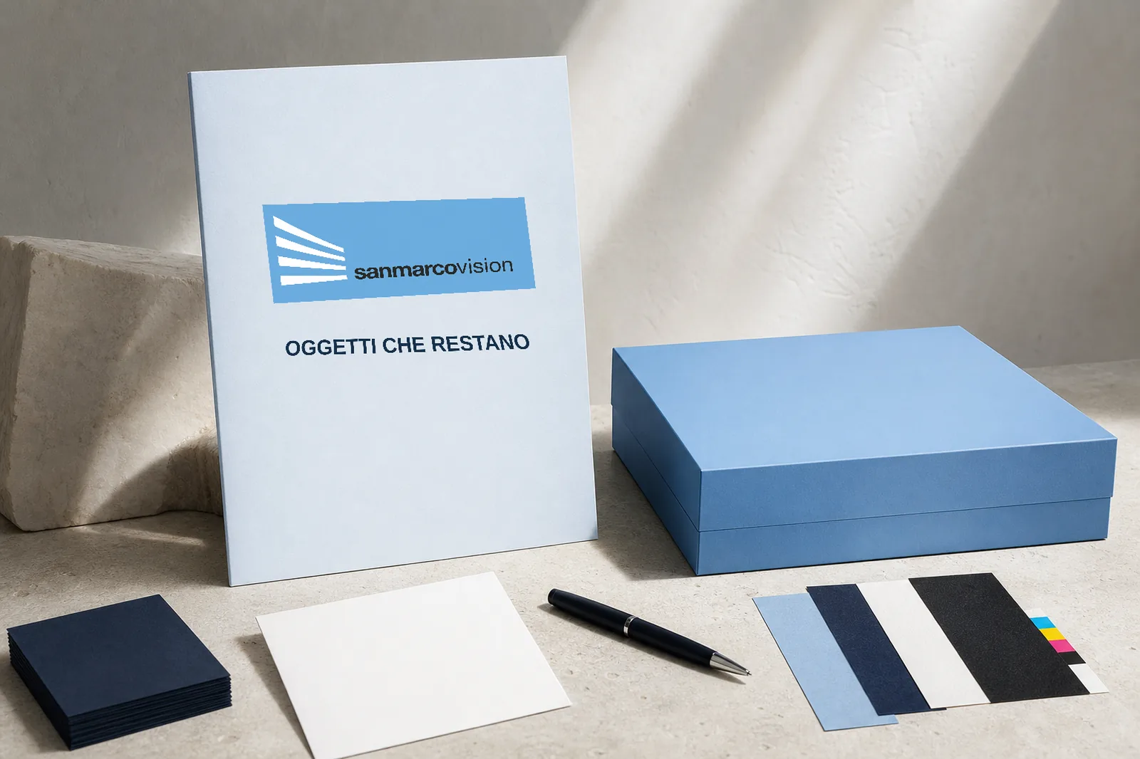 Welcome kit San Marco Vision con la dicitura Oggetti che restano